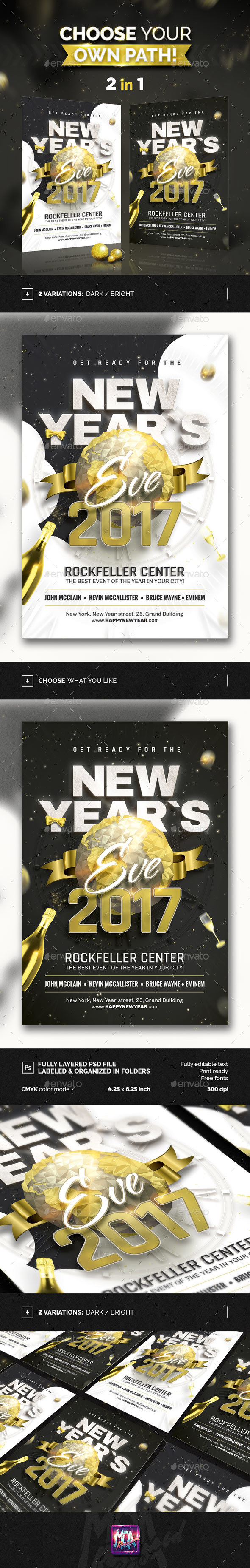 New Year`s Eve flyer template - Clubs & Parties Events