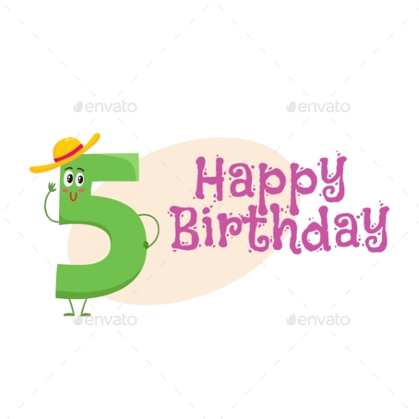 Happy Birthday Vector Greeting Card Design with - Birthdays Seasons/Holidays