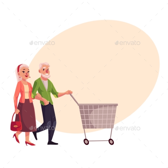 Old, Senior, Elder Couple Shopping Together - Retail Commercial / Shopping