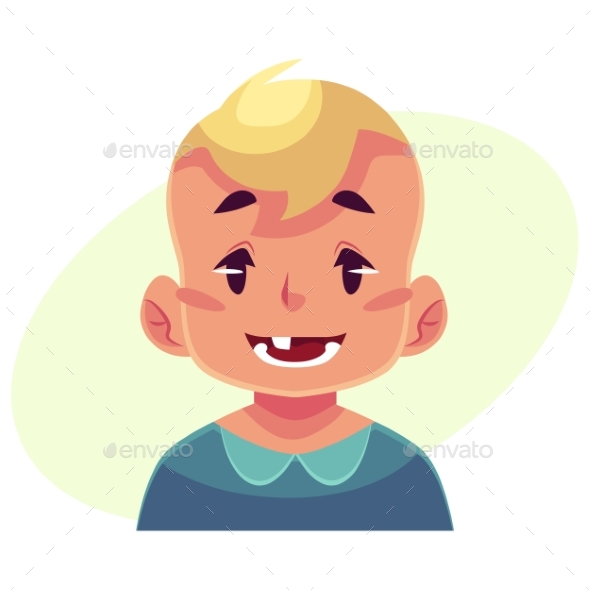 Little Boy Face, Smiling Facial Expression - Decorative Symbols Decorative