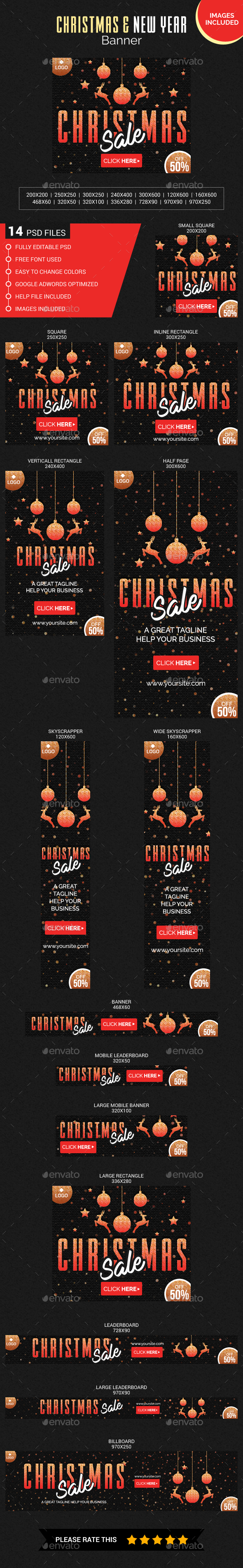 Christmas and New Year Banner (Images Included) - Banners & Ads Web Elements