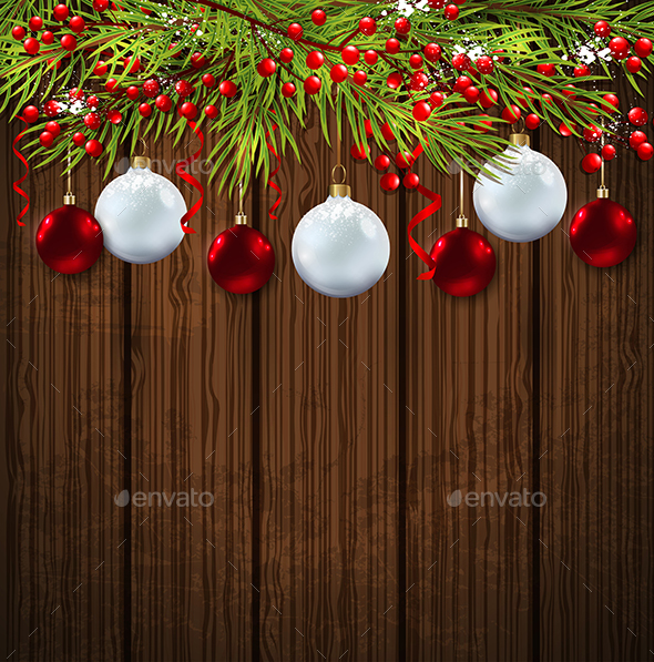Christmas Card with Green Fir Branch - Christmas Seasons/Holidays