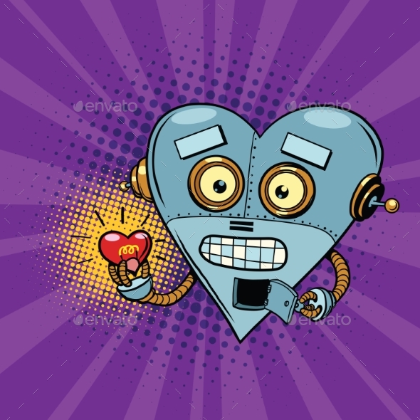 Retro Robot and the Light Bulb Heart Valentine - Valentines Seasons/Holidays