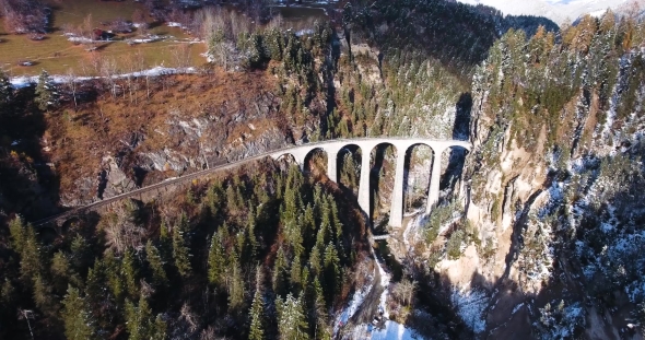 Beautiful Viaduct in Switzerland, Aerial View