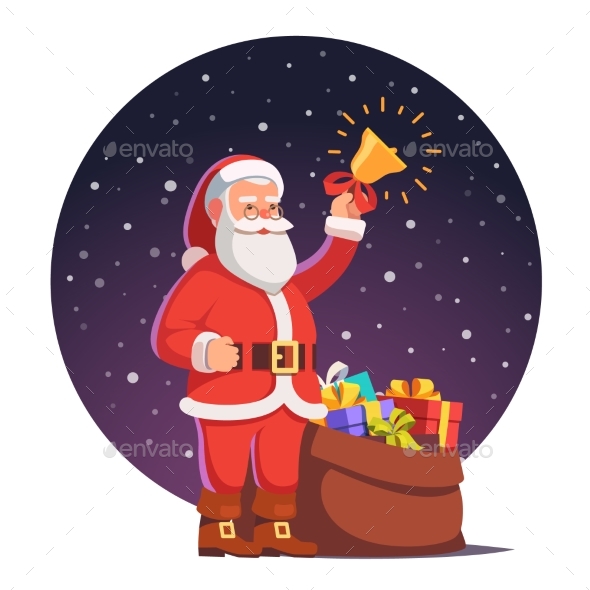 Santa Claus with Sack Full of Gifts - Christmas Seasons/Holidays