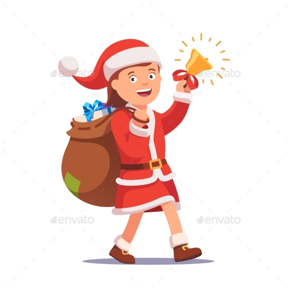 Little Girl Kid Dressed Like Santa Claus - Christmas Seasons/Holidays