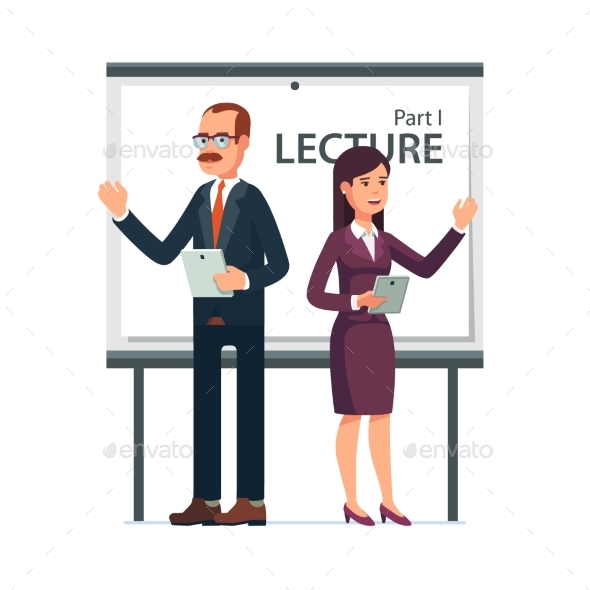 Modern Business Teachers Giving a Lecture - Business Conceptual