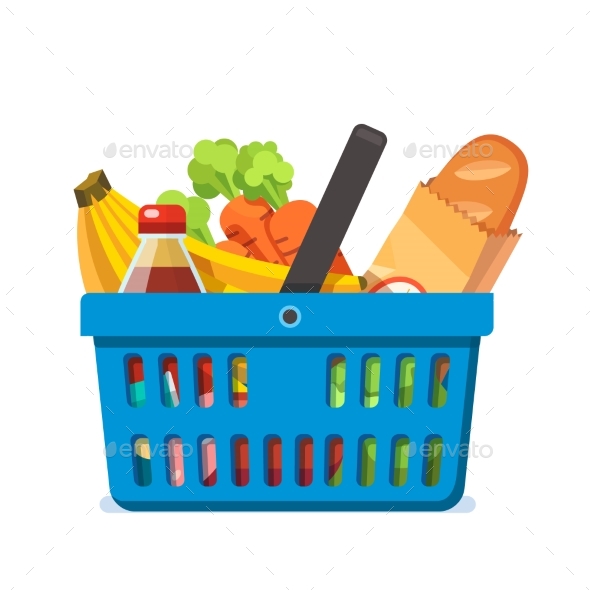 Shopping Basket Full of Fresh Groceries. - Retail Commercial / Shopping