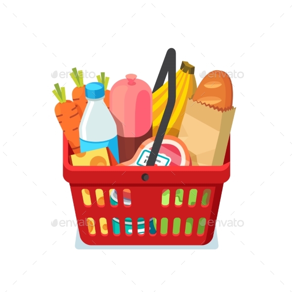 Shopping Basket Full of Groceries - Retail Commercial / Shopping