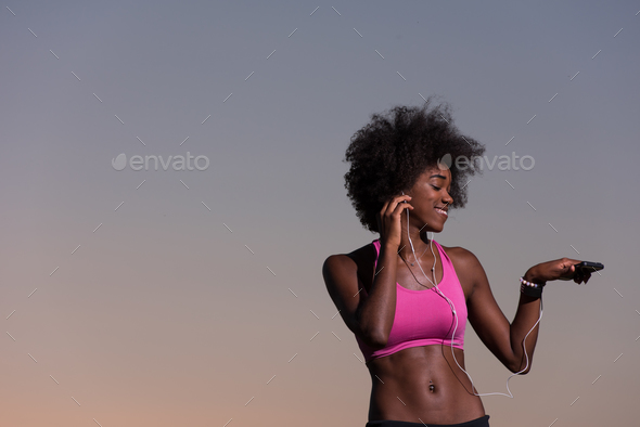 young african american woman in nature - Stock Photo - Images