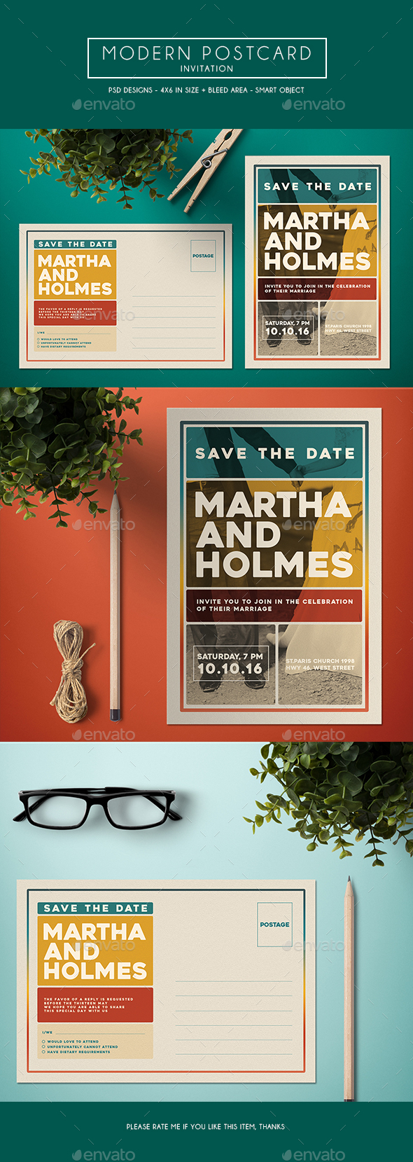 Modern Postcard Invitation - Invitations Cards & Invites