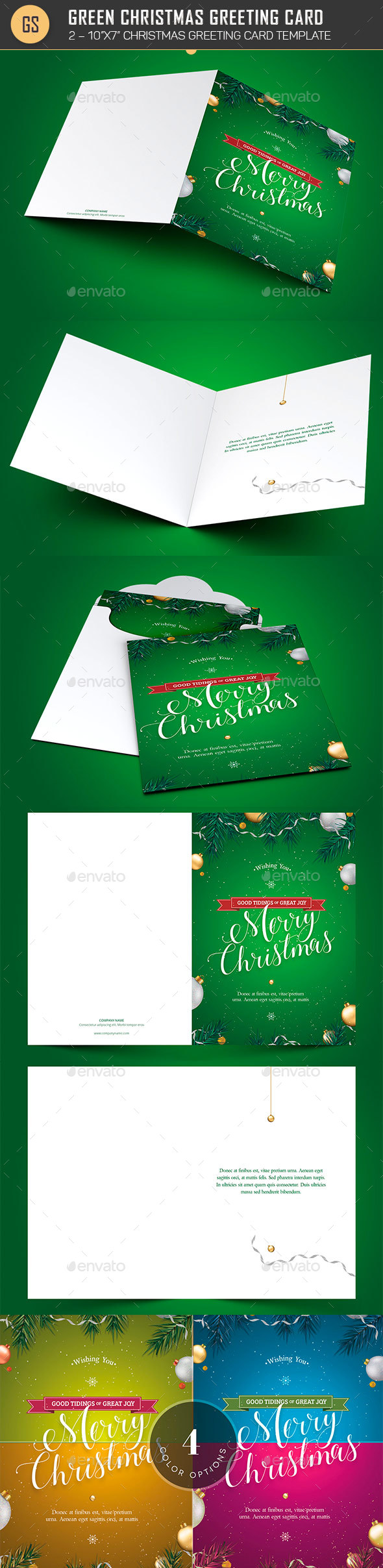 Green Christmas Greeting Card Template - Greeting Cards Cards & Invites