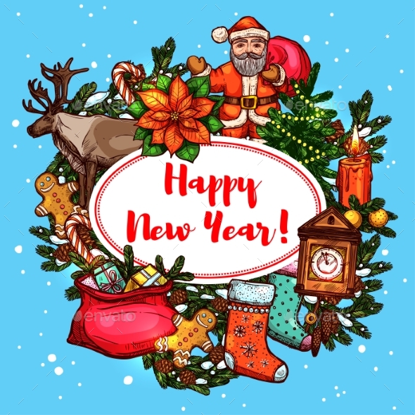 New Year Symbols Holiday Poster - New Year Seasons/Holidays