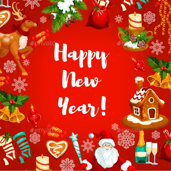 New Year Poster or Greeting Card Design - New Year Seasons/Holidays