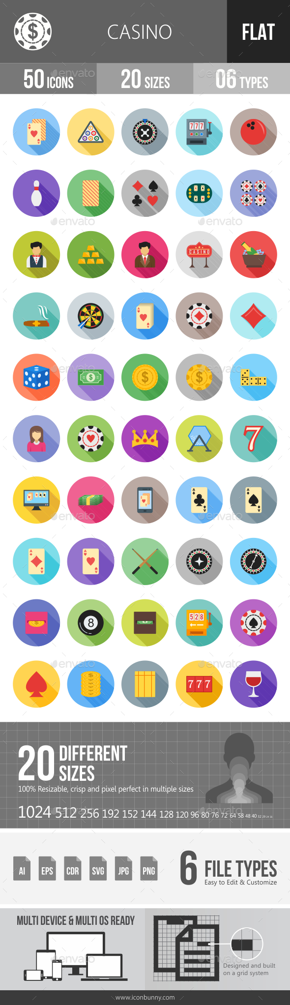 Casino Flat Shadowed Icons - Icons