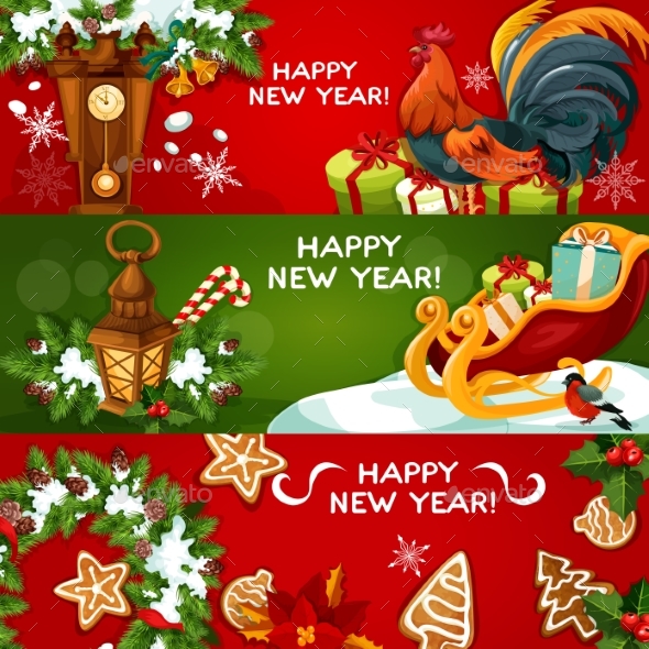 Happy New Year Holiday Banners - New Year Seasons/Holidays