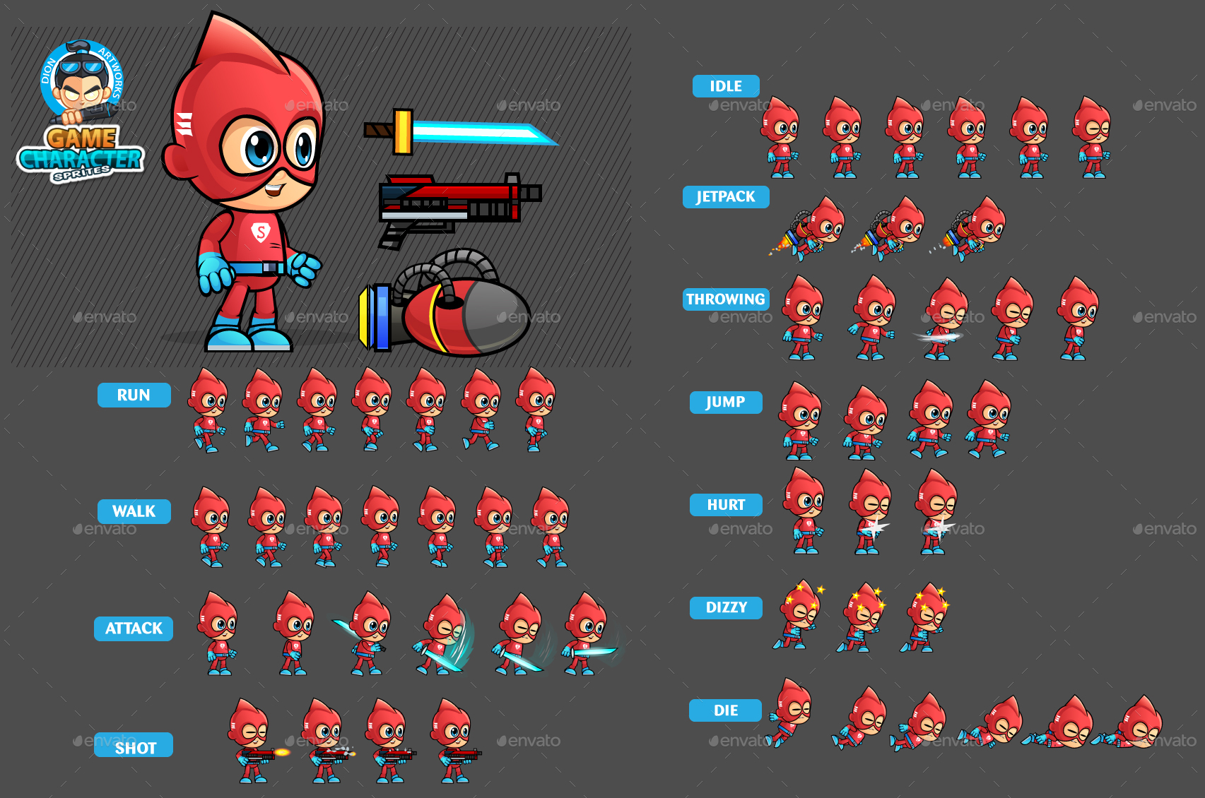 2D Game Character Sprites 286 by pasilan | GraphicRiver