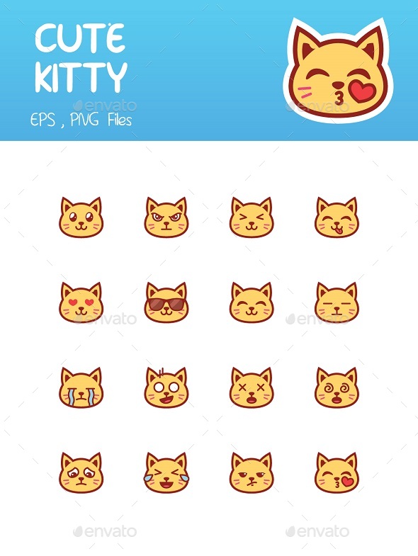 Cute Kitty Emoticon - Animals Characters