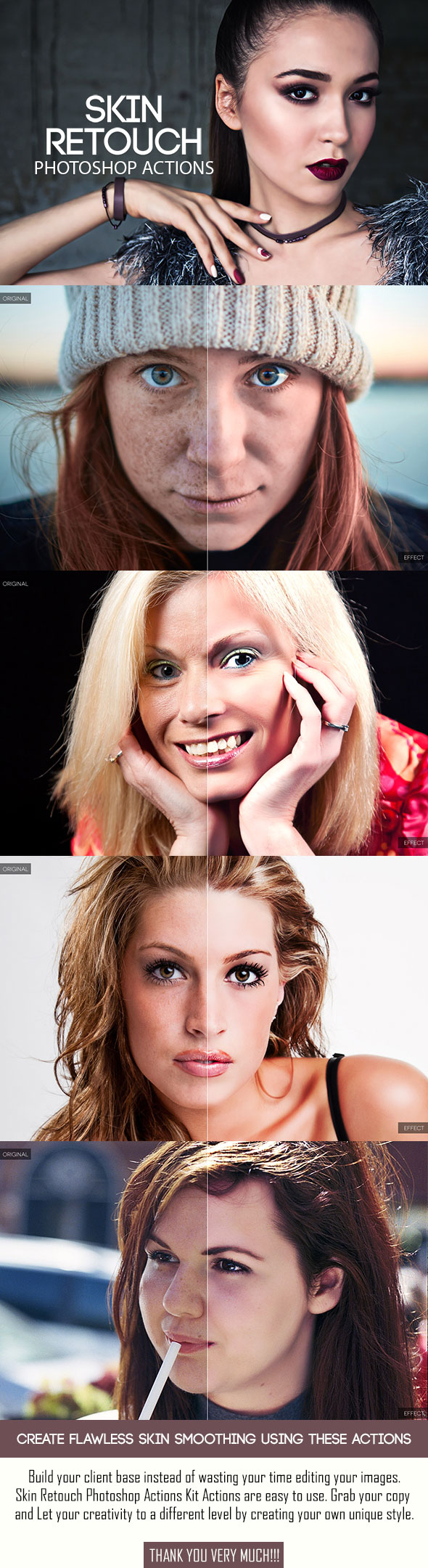 Skin Retouch Photoshop Actions Kit - Photo Effects Actions