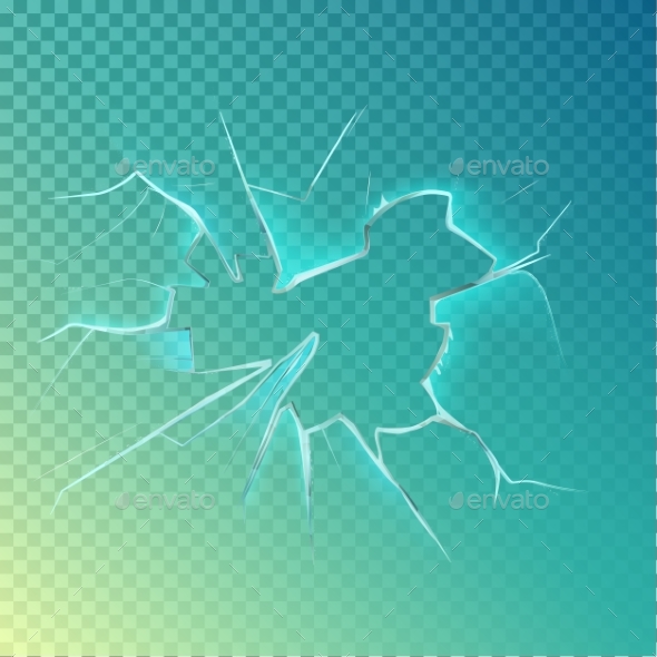 Hole with Cracks on Screen or Glass - Backgrounds Decorative