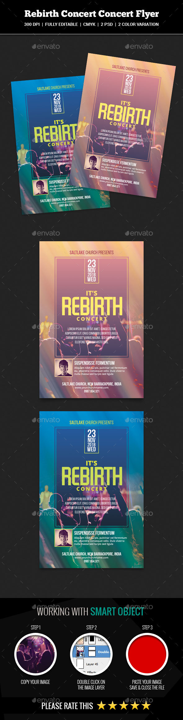 Rebirth Concert Flyer Template - Church Flyers