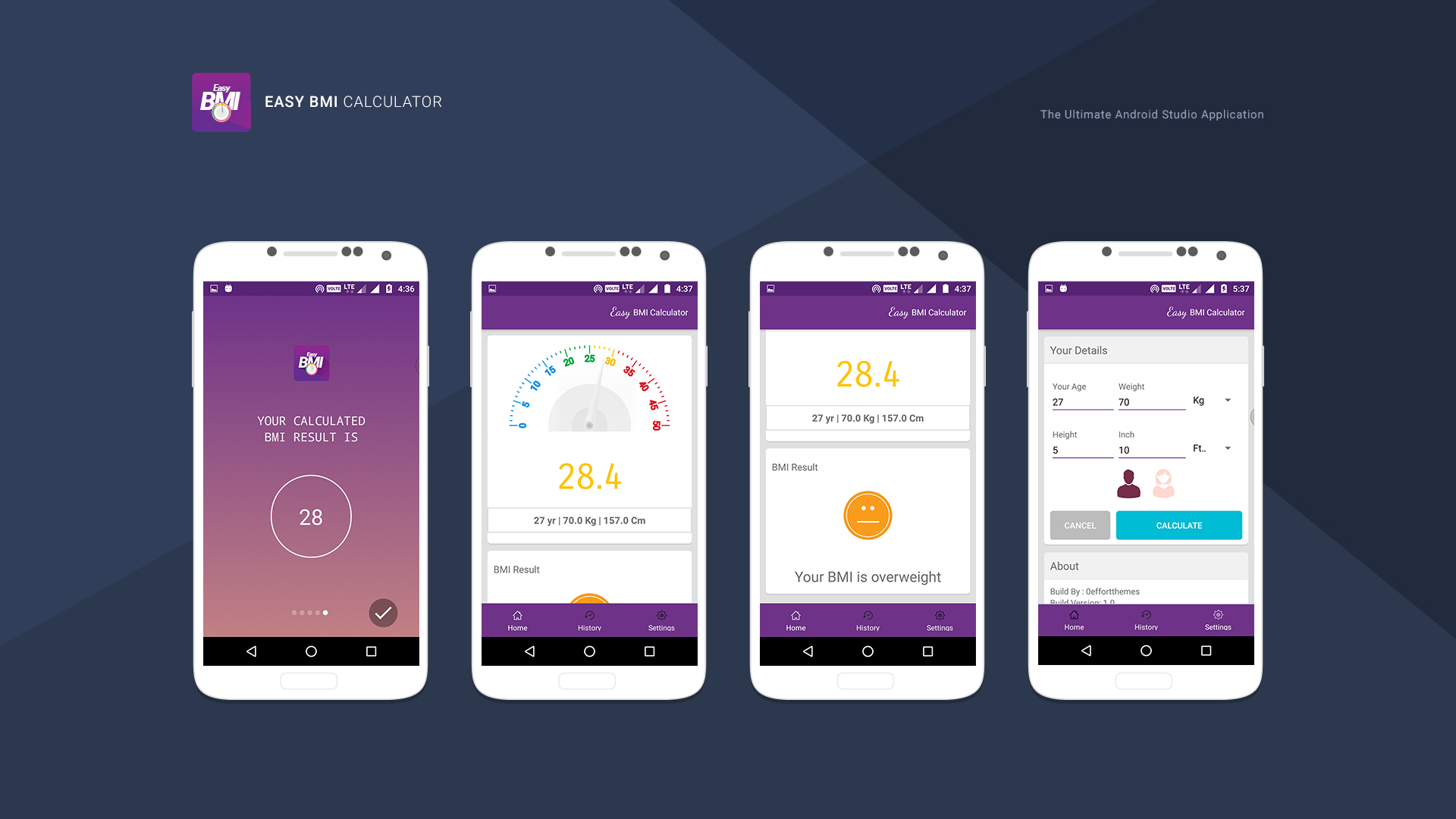 Easy BMI Calculator | Android Studio Mobile Application by WordPress-Studio
