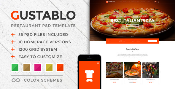 Gustablo - Restaurant PSD Template - Restaurants & Cafes Entertainment