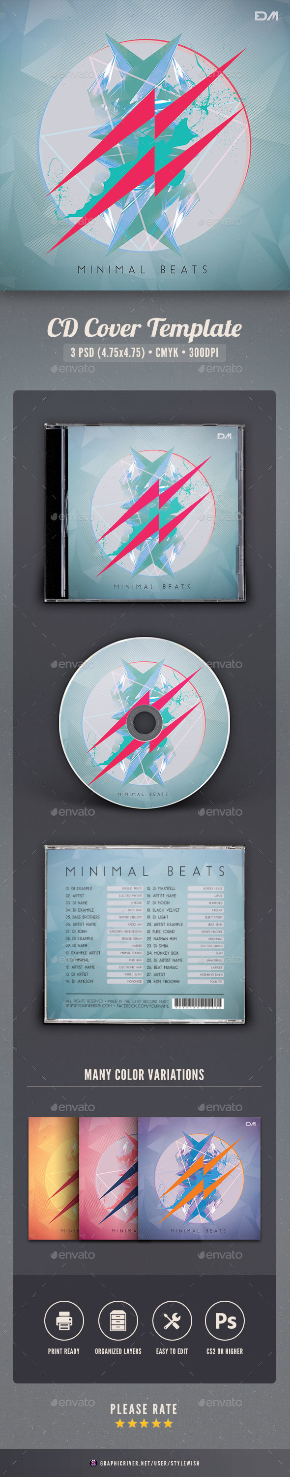 Minimal Beats CD Cover Artwork - CD & DVD Artwork Print Templates