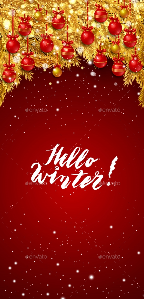 New Year Background with Fir Branches - Christmas Seasons/Holidays