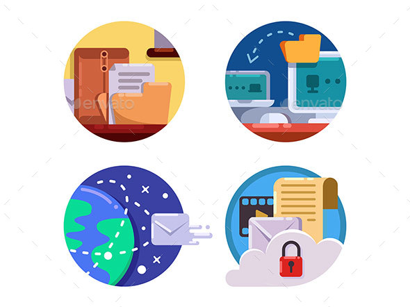 Documentation and Document Management Set Icons - Web Elements Vectors