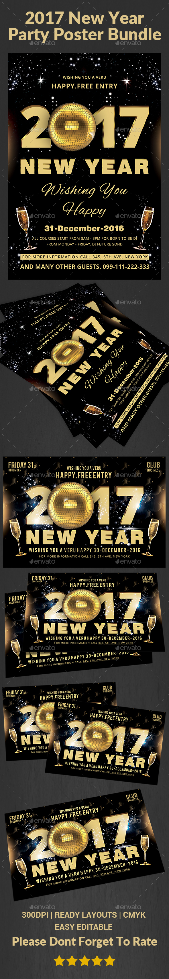 New Year Party Flyer Bundle - Events Flyers