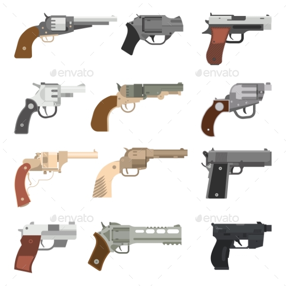 Weapons Vector Handguns Collection - Man-made Objects Objects