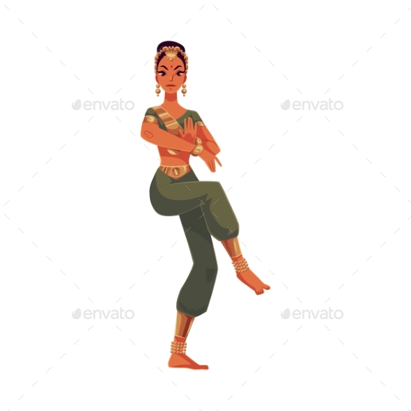 Indian Female Dancer in Traditional Costume - People Characters