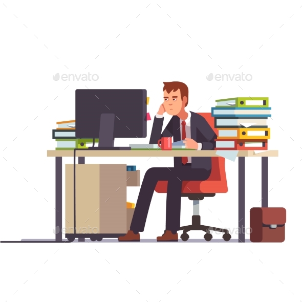 Overworked and Tired Accountant - Concepts Business