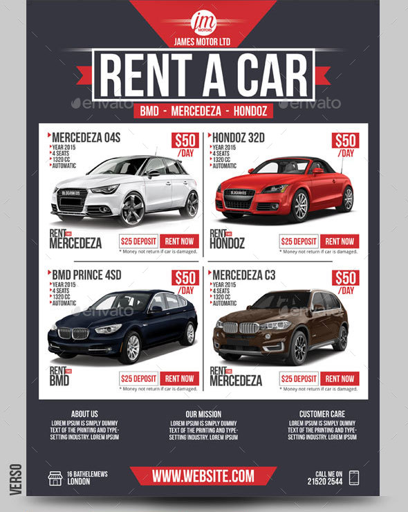 Rent A Car Business Flyer by BloganKids | GraphicRiver