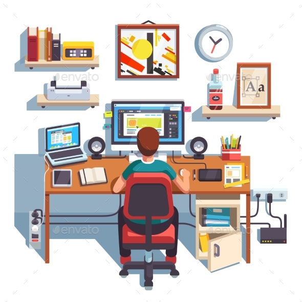 Professional Designer Working on a Site Project - Web Technology
