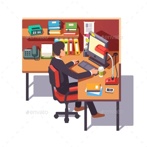 Corporate Worker Clerk Doing His Job - People Characters