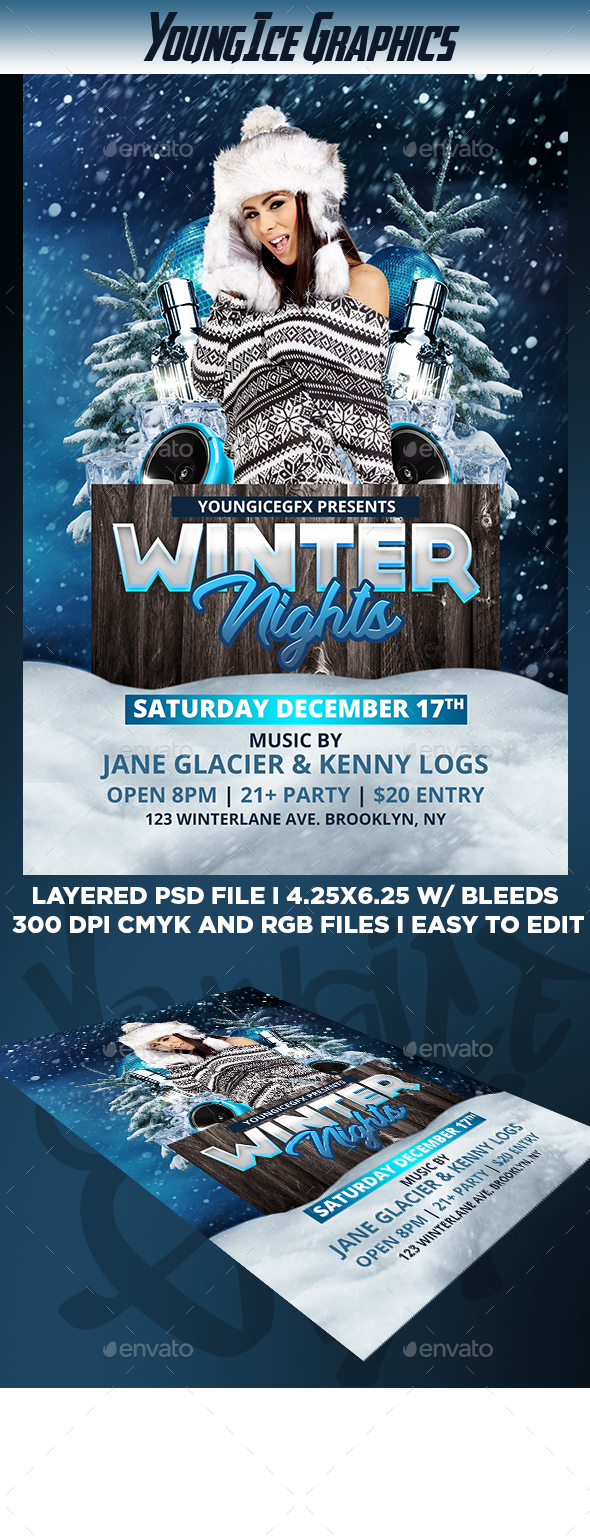Winter Nights Flyer Template - Clubs & Parties Events