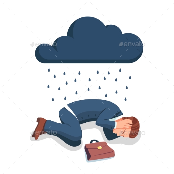Depressed Business Man Lying on the Floor - Concepts Business