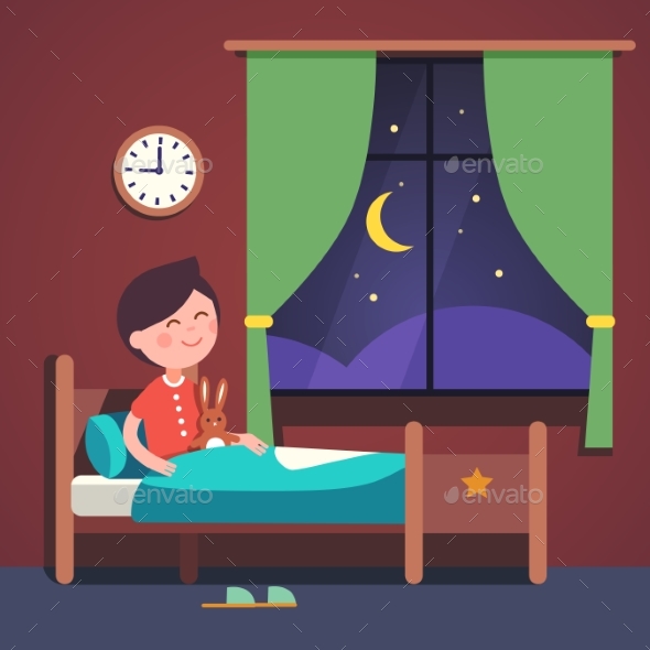 Boy Preparing to Sleep Bedtime - People Characters