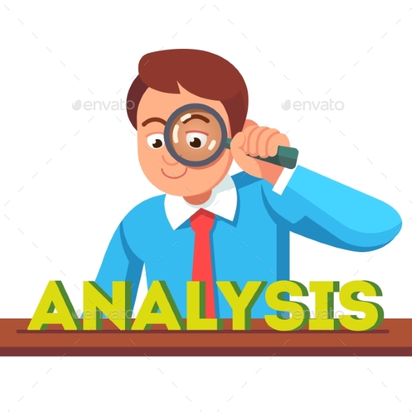 Business Man Looking at Analysis Word - Concepts Business