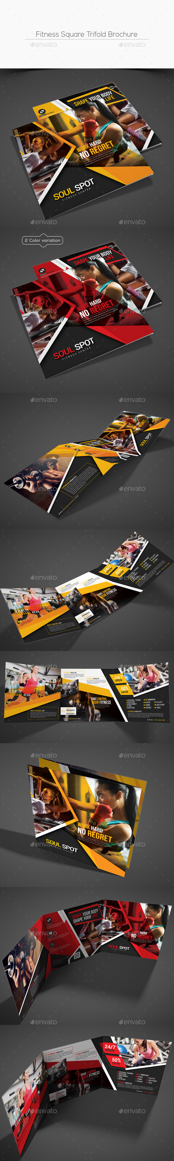 Fitness Square Trifold Brochure - Corporate Brochures