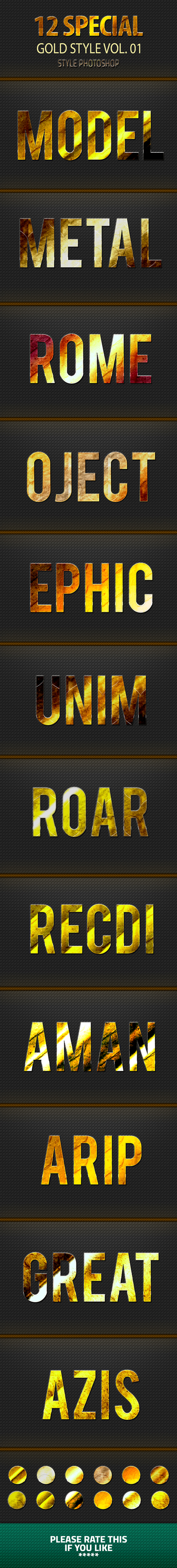 12 Special Gold Style V01 - Styles Photoshop