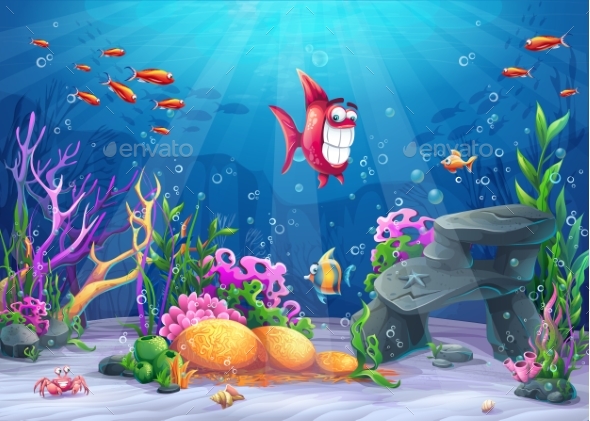 Undersea with Funny Fish - Landscapes Nature