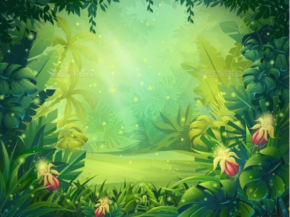 Vector Cartoon Illustration of Background Morning - Landscapes Nature