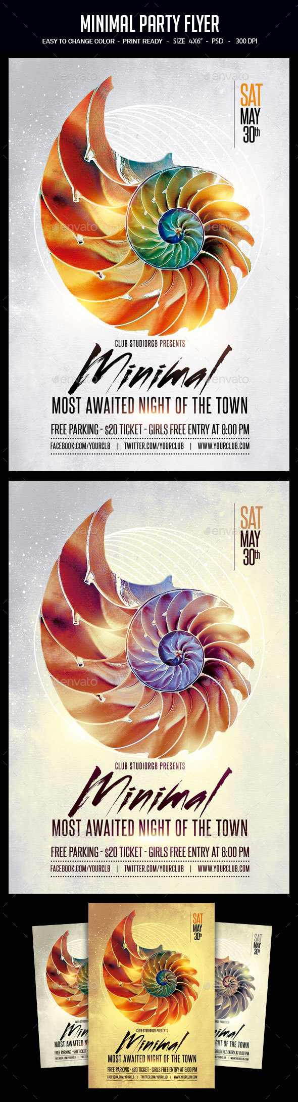 Minimal Party Flyer - Clubs & Parties Events