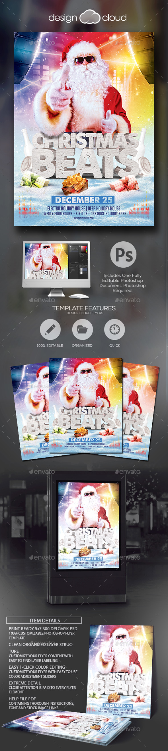 Christmas Beats Flyer Template - Holidays Events