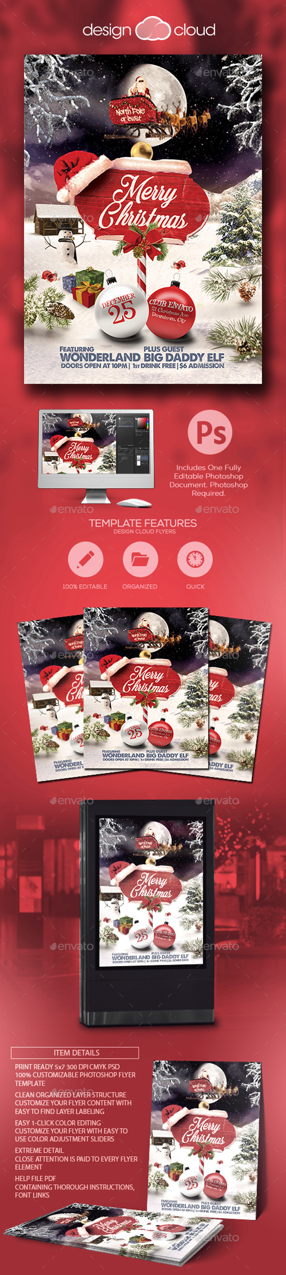 Merry Christmas Flyer Template - Holidays Events