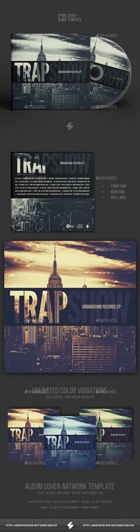 Trap Show - CD Cover Artwork Template - CD & DVD Artwork Print Templates