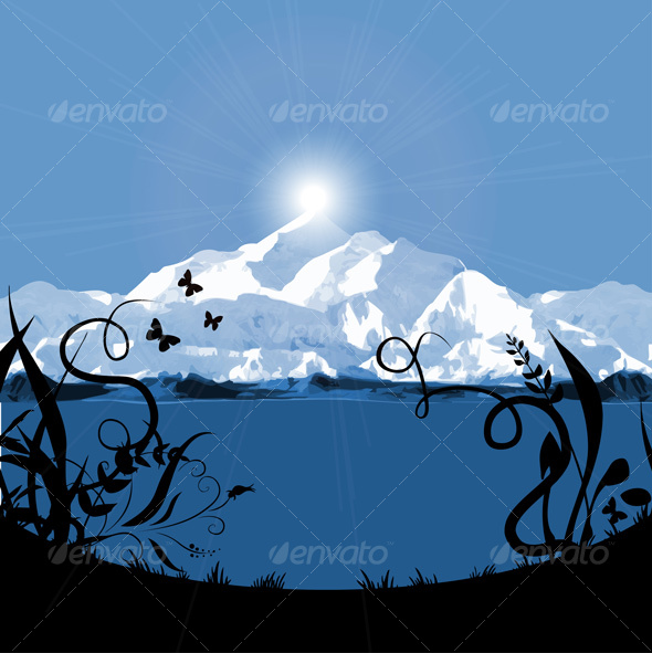 mountain sunset / sunrise card - Nature Conceptual